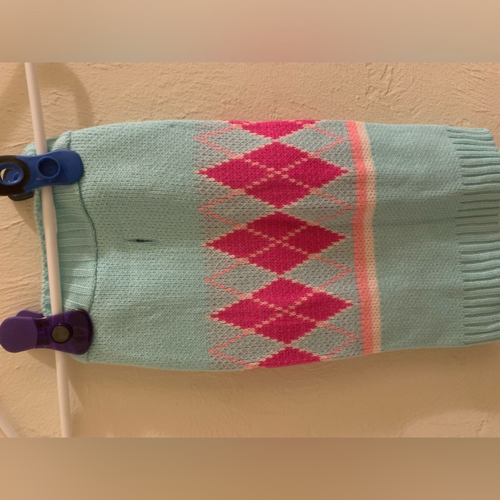 Argyle blue and pink dog sweater Size Large